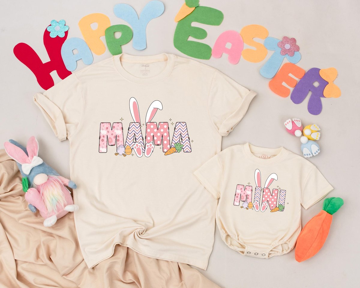 Personalized Mama and Mini Easter Day Shirts Custom Easter Bunny Shirt Easter Family Gift Matching M 187