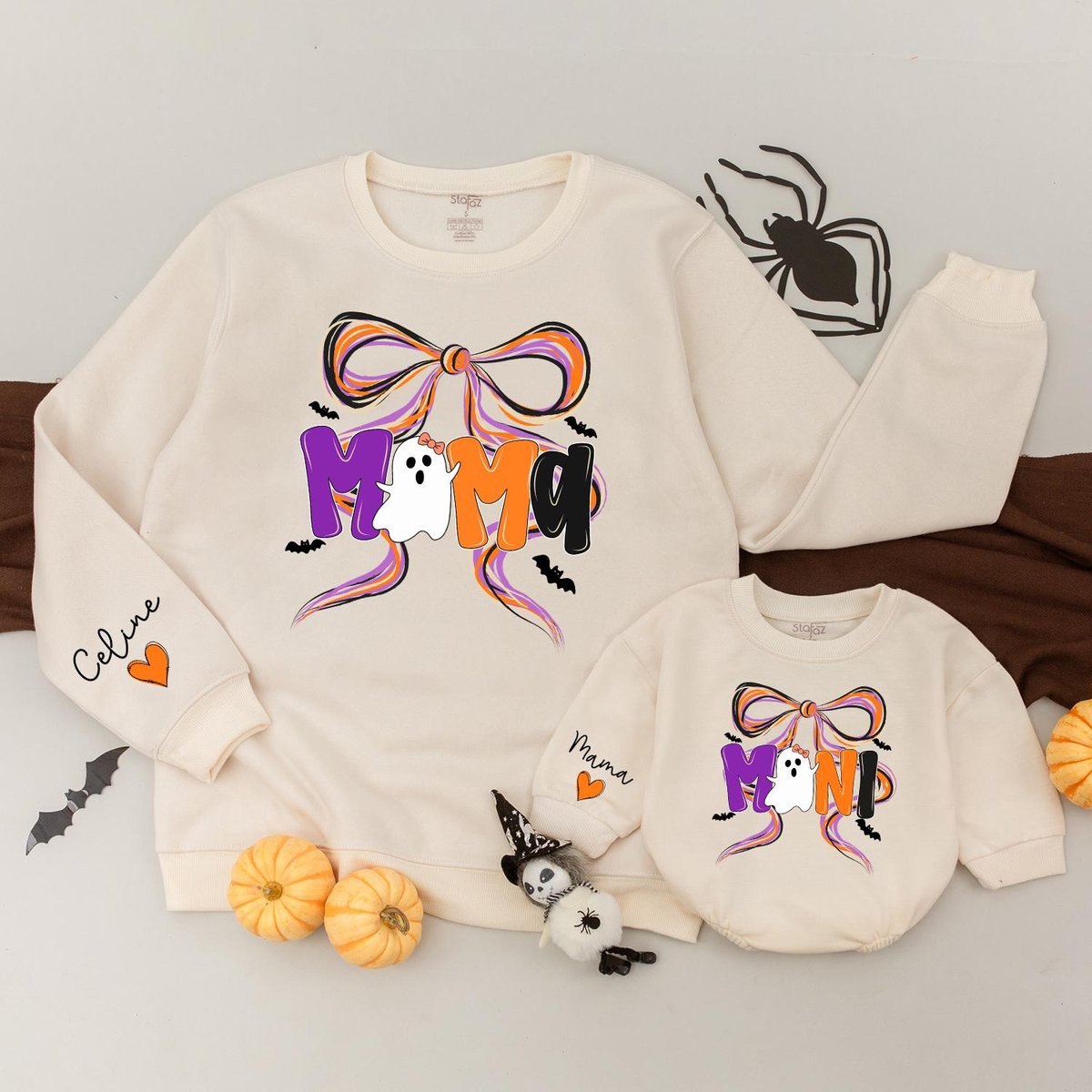 Personalized Mama and Mini Halloween Sweatshirt Mommy and Me Halloween Shirt Spooky Mama and Mini Ha 435