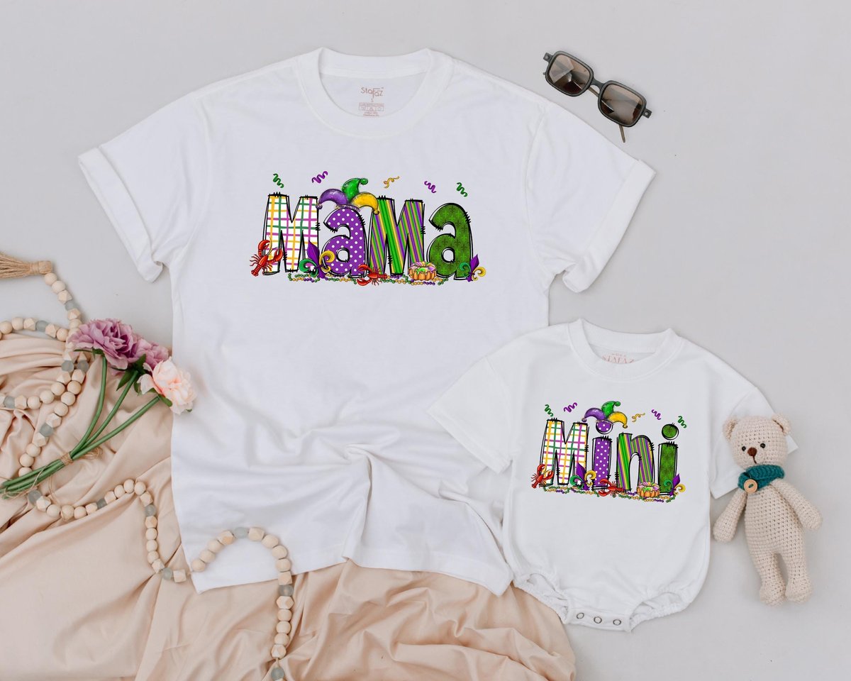 Personalized Mama and Mini Mardi Gras Shirts Cute Mardi Gras Shirts Mommy and Me Mardi Gras Carnival 184