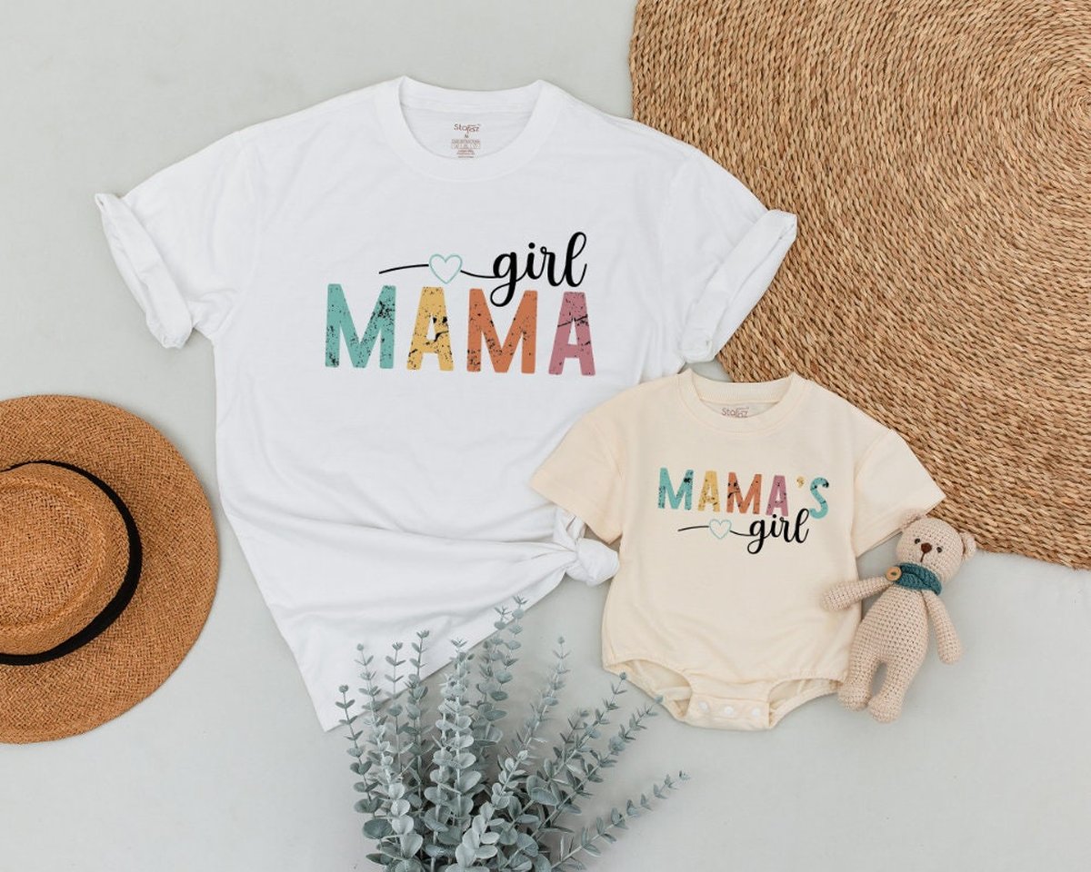 Personalized Mama and Mini Shirts Matching Mom and Baby Outfit Retro Girl Mama Shirt Mamas Girl Romp 166