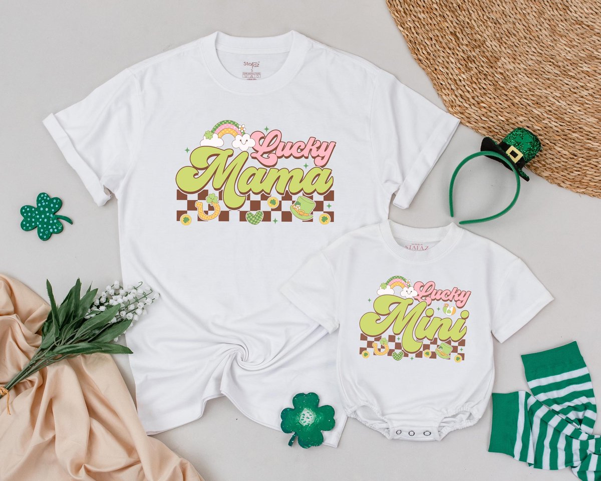 Personalized Mama and Mini Shirts Retro Lucky Mom and Baby Shirts 1st Birthday Outfit St Patricks Da 184