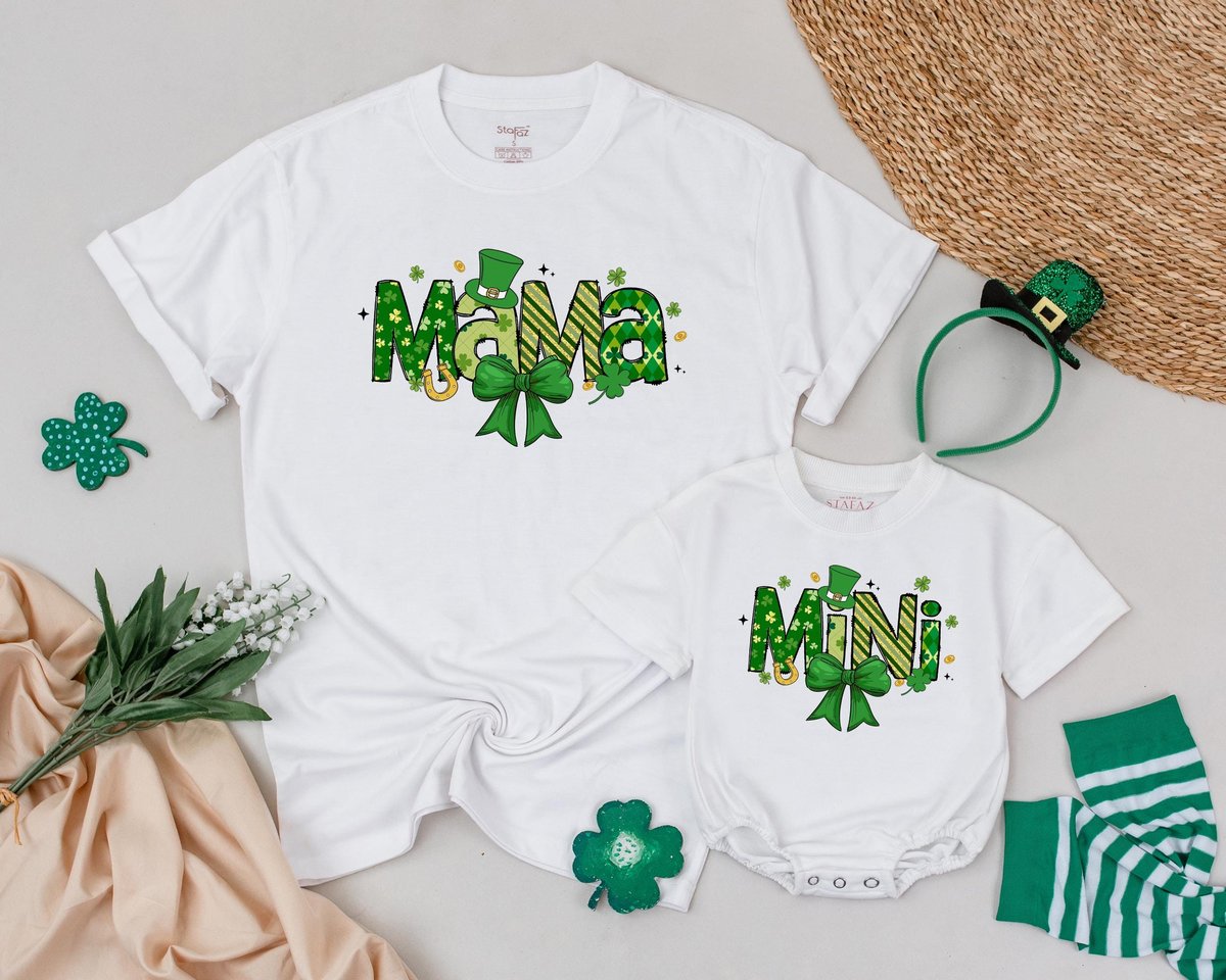 Personalized Mama and Mini Shirts One Lucky Family Saint Patricks Day Birthday Shirt Matching Mommy 186