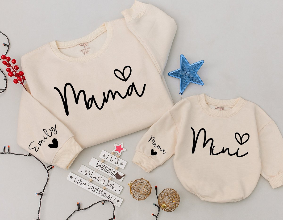 Personalized Mama And Mini Sweatshirt Mom And Baby Matching Family Shirt Daughter Kid Sweatshirt Chr 177