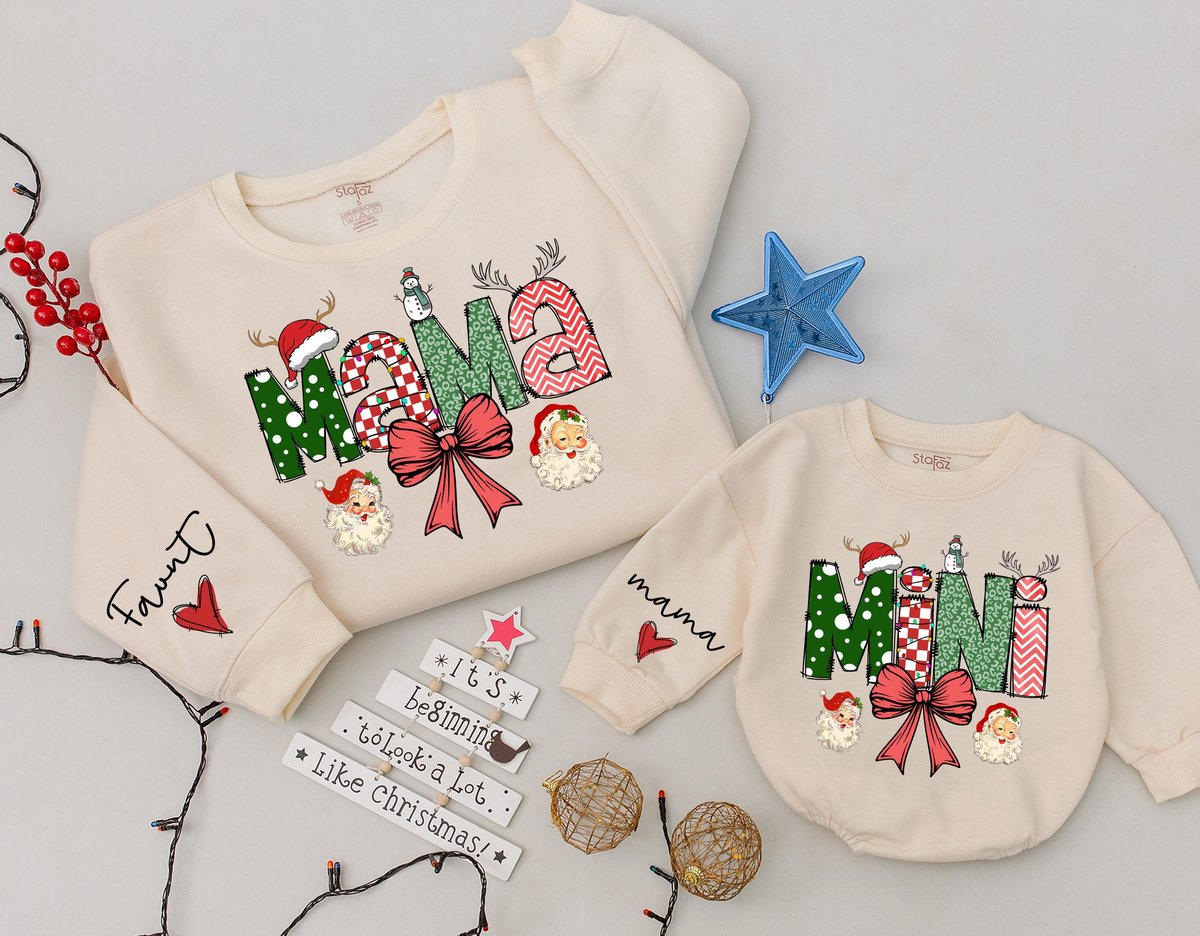 Personalized Mama and Mini Sweatshirt Mom and Baby Matching Family Shirt Daughter Kid Sweatshirt Chr 179