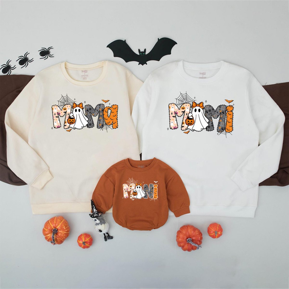 Personalized Mama Mini Halloween Matching Sweatshirts Spooky Mommy and Me Retro Halloween Boo Custom 435
