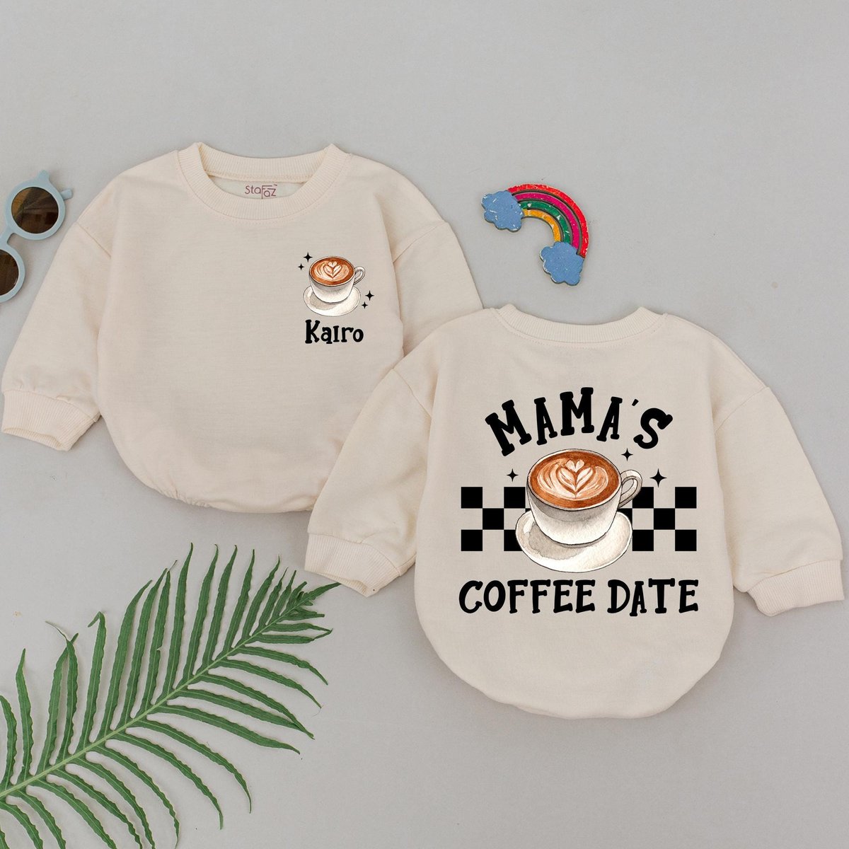 Personalized Mama's Coffee Date Romper Mama's Girl Romper Mommy and Me Outfits Mother's Day Gift