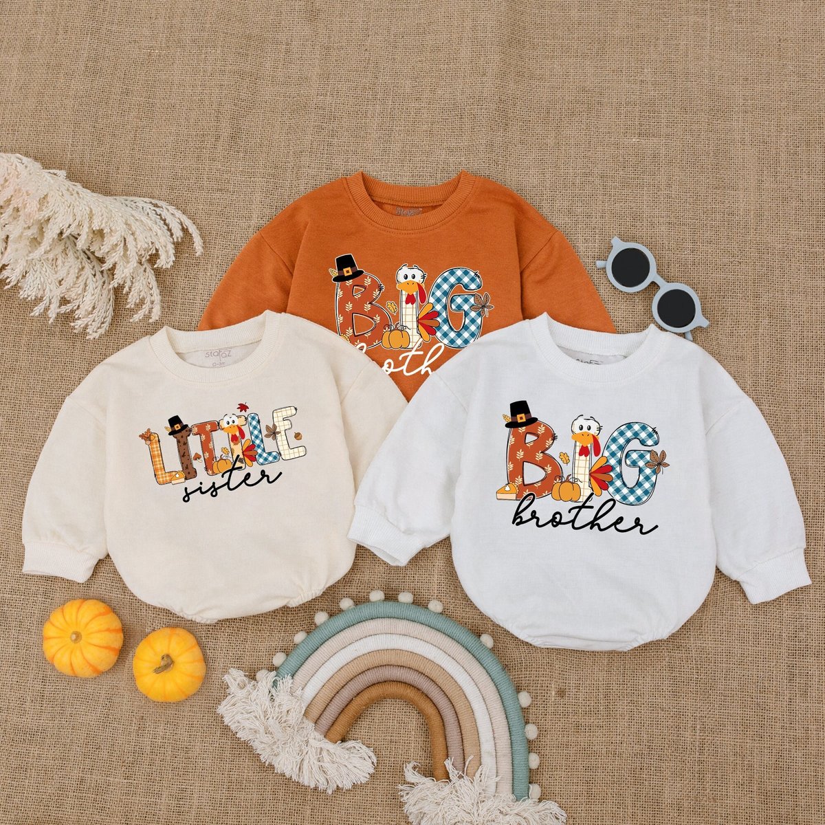 Personalized Matching Family Thanksgiving Baby Outfit Brother Sister Bubble Romper Matching Baby Tha 178
