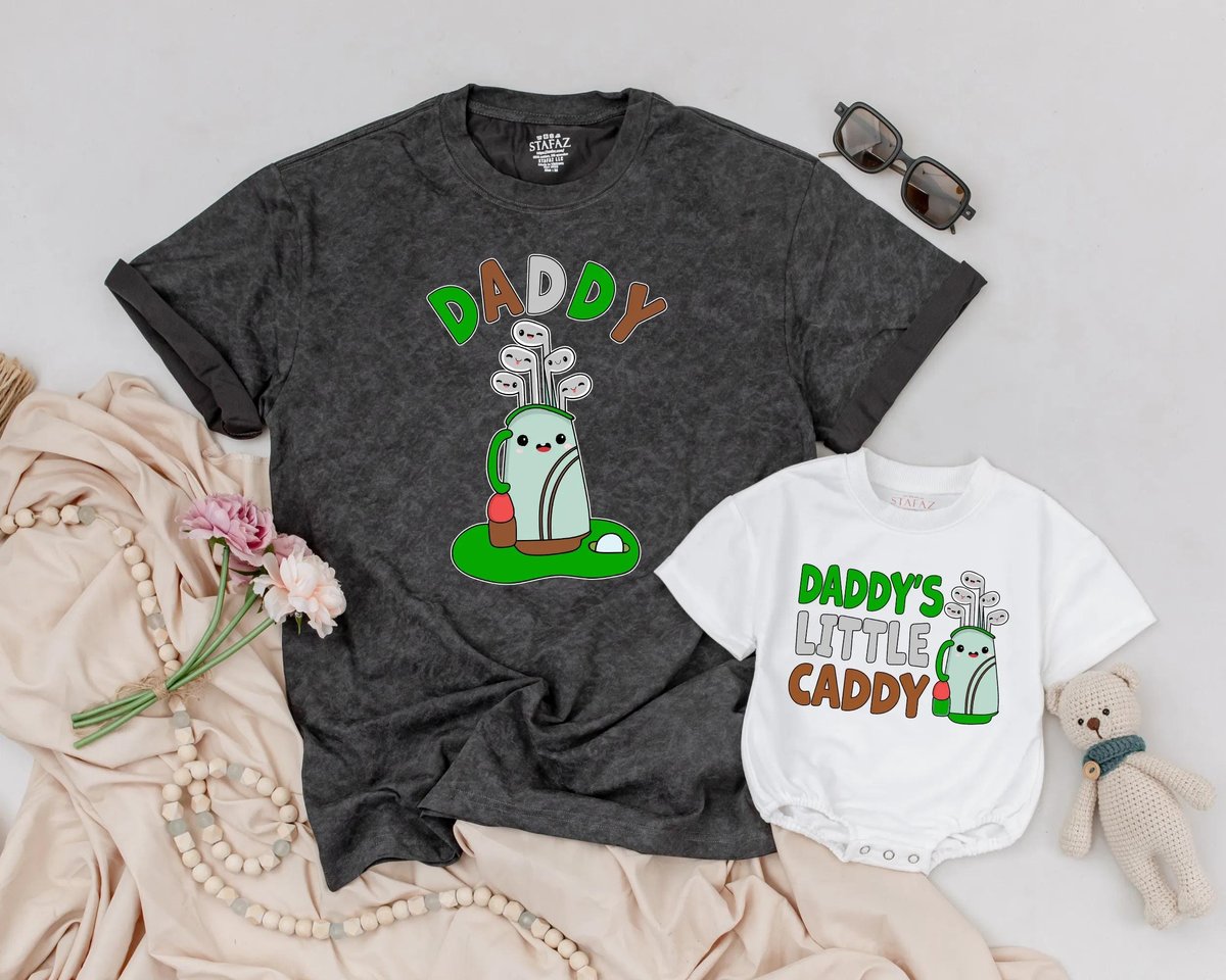 Personalized Matching Golf Dad and Baby Outfit Daddys Little Caddy Shirt Cute Golf Shirt Fathers Day 190
