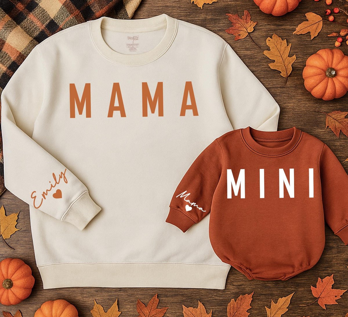 Personalized Matching Mama and Mini Fall Sweatshirts Mommy and Me Sweaters Mom Baby Outfit Matching 433