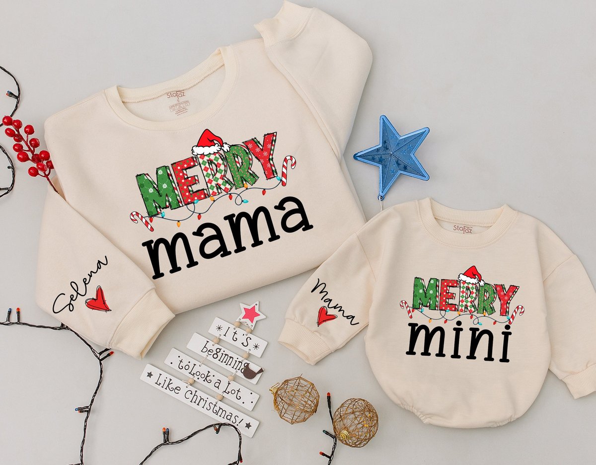 Personalized Mery Mama And Mini Sweatshirt Mom And Baby Matching Sweater Daughter Kid Sweatshirt Chr 177
