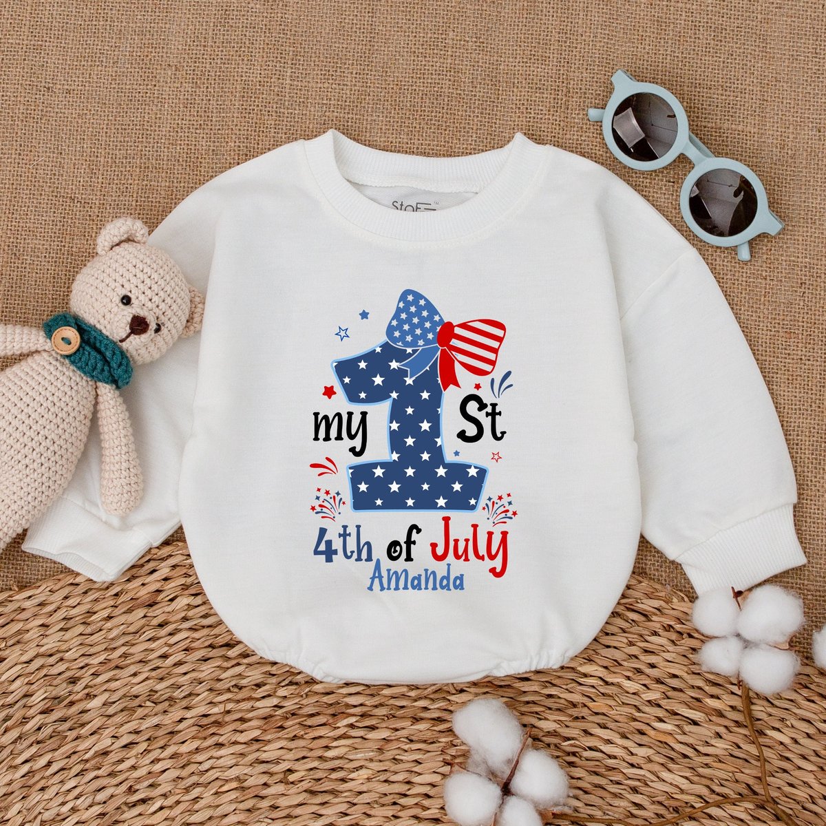 Personalized My 1st 4th of July Romper Independence Day Baby Bodysuit 4th of July Clothes Newborn Bu 169
