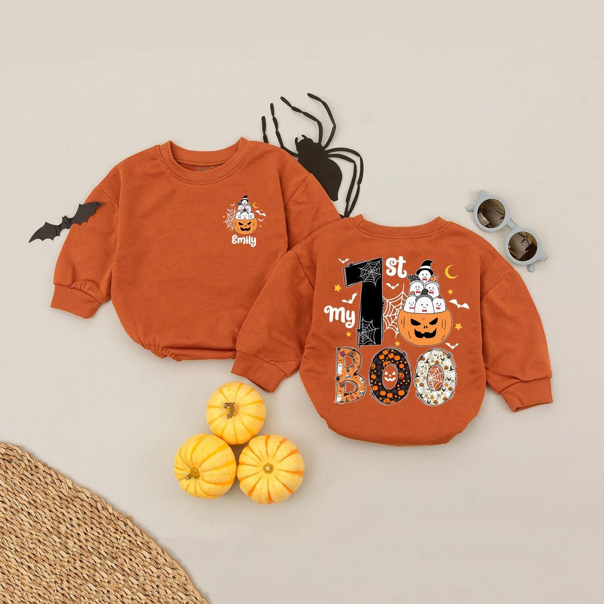Personalized My 1st Boo Baby Romper My First Halloween Outfit Halloween For Baby Fall Pumpkin Bodysu