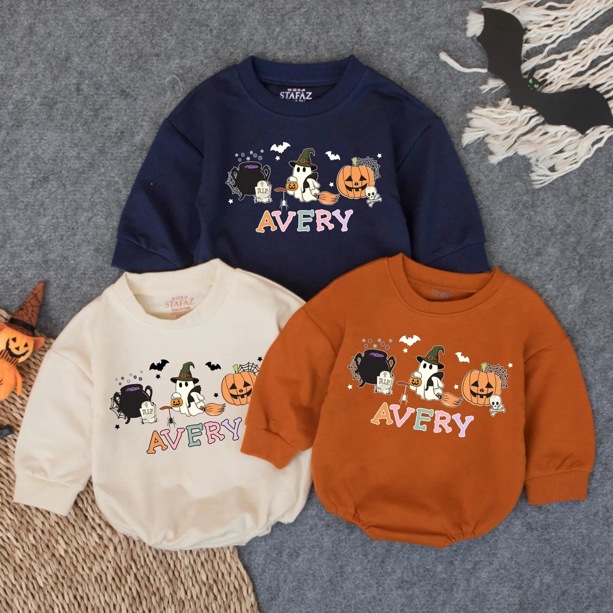 Personalized My First Halloween Bubble Romper Boy Halloween Goose Baby Outfit Baby Shower Gift Spook 434