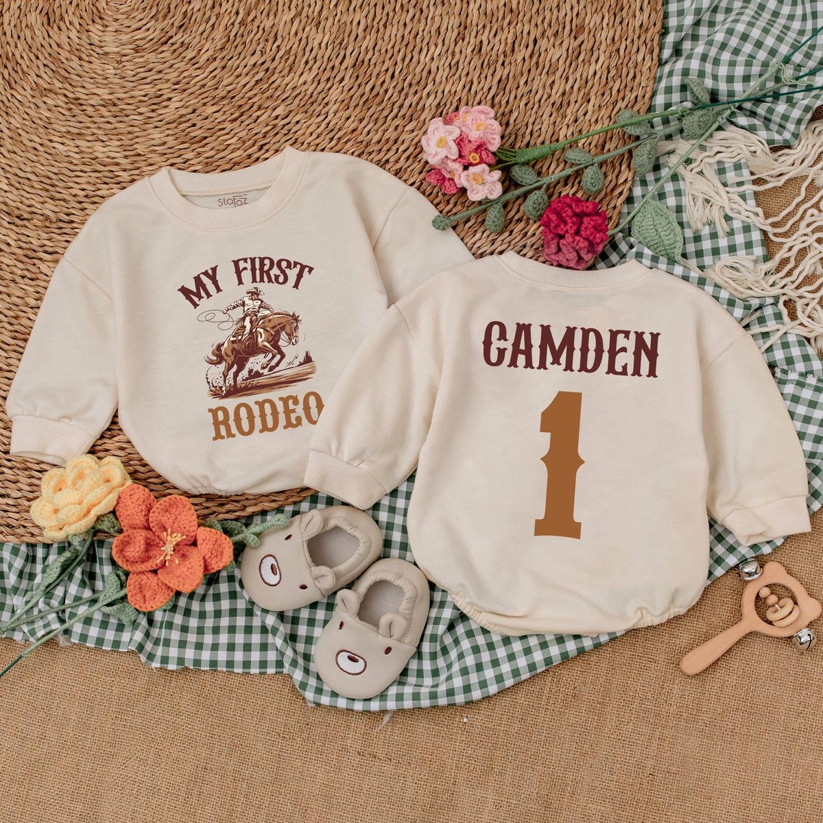 Personalized My First Rodeo Birthday Romper Western Birthday Bodysuit First Birthday Baby Outfit Bab 183