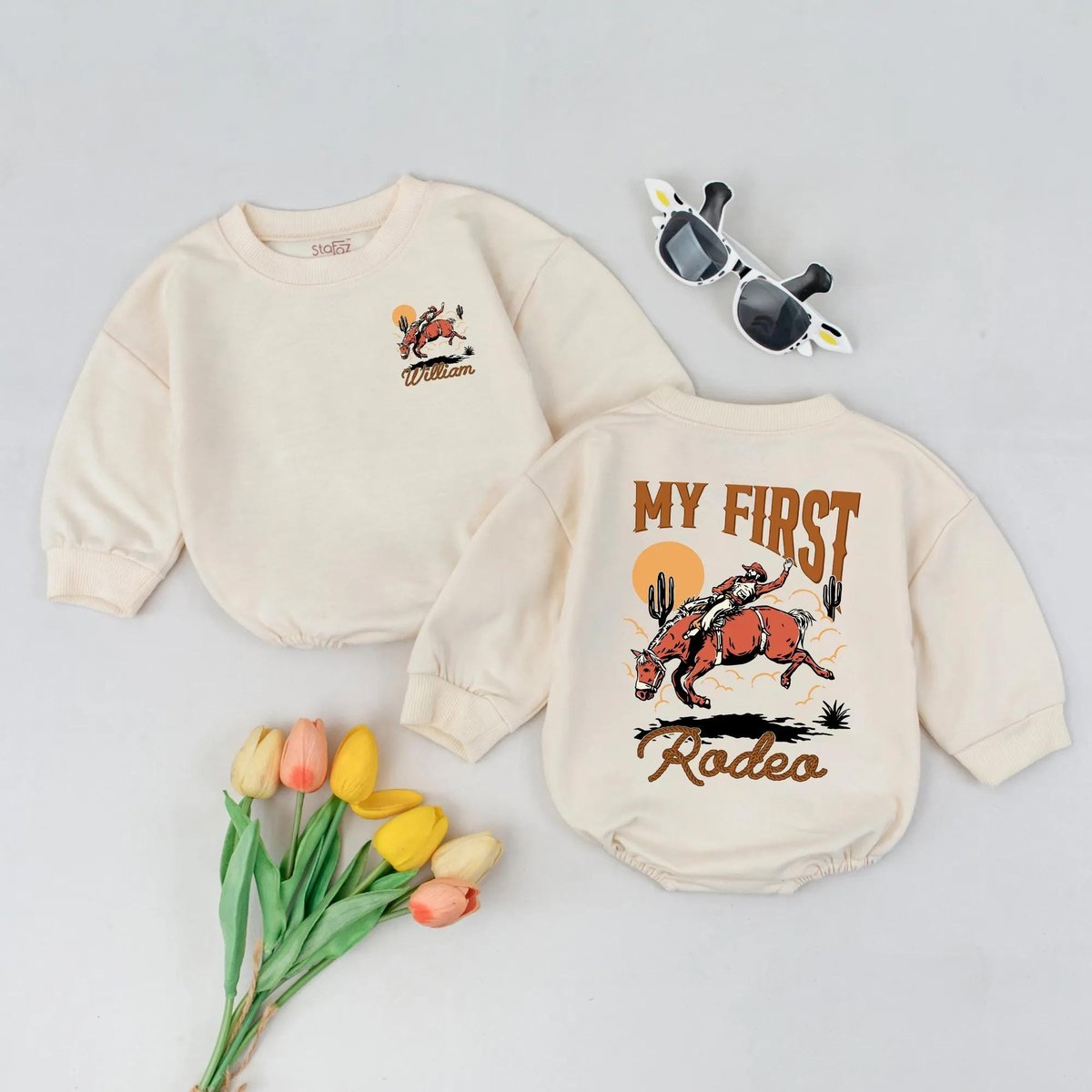 Personalized My First Rodeo Romper Western Cowboy Baby Outfit Toddler Rodeo Gift Cowboy Cowgirl Gift 430