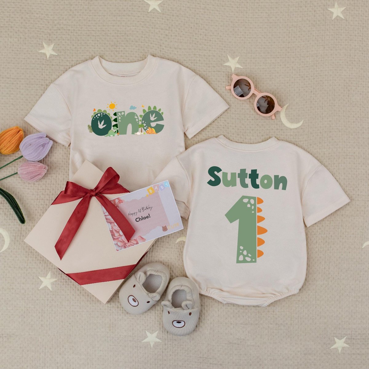 Personalized Name and Age Dinosaur Birthday Baby Romper Dinosaur Birthday Babysuit Dinosaur 1st Birt