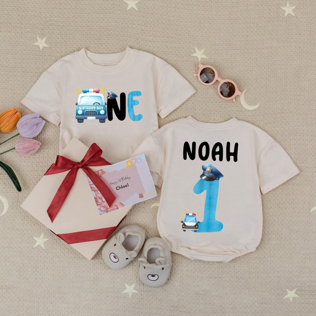 Personalized Name and Age Police Birthday Baby Romper Police Birthday Babysuit First birthday Babysu