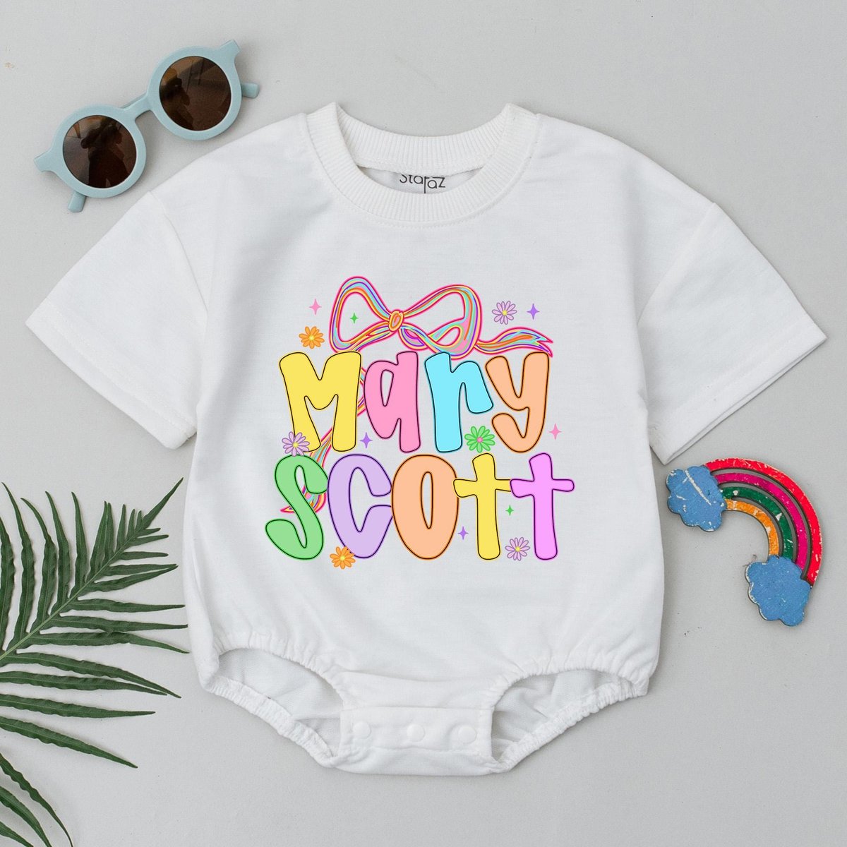 Personalized Name Baby Bubble Romper Colorful Baby Girl Bodysuit Cute Baby Outfit Custom Birthday Ba