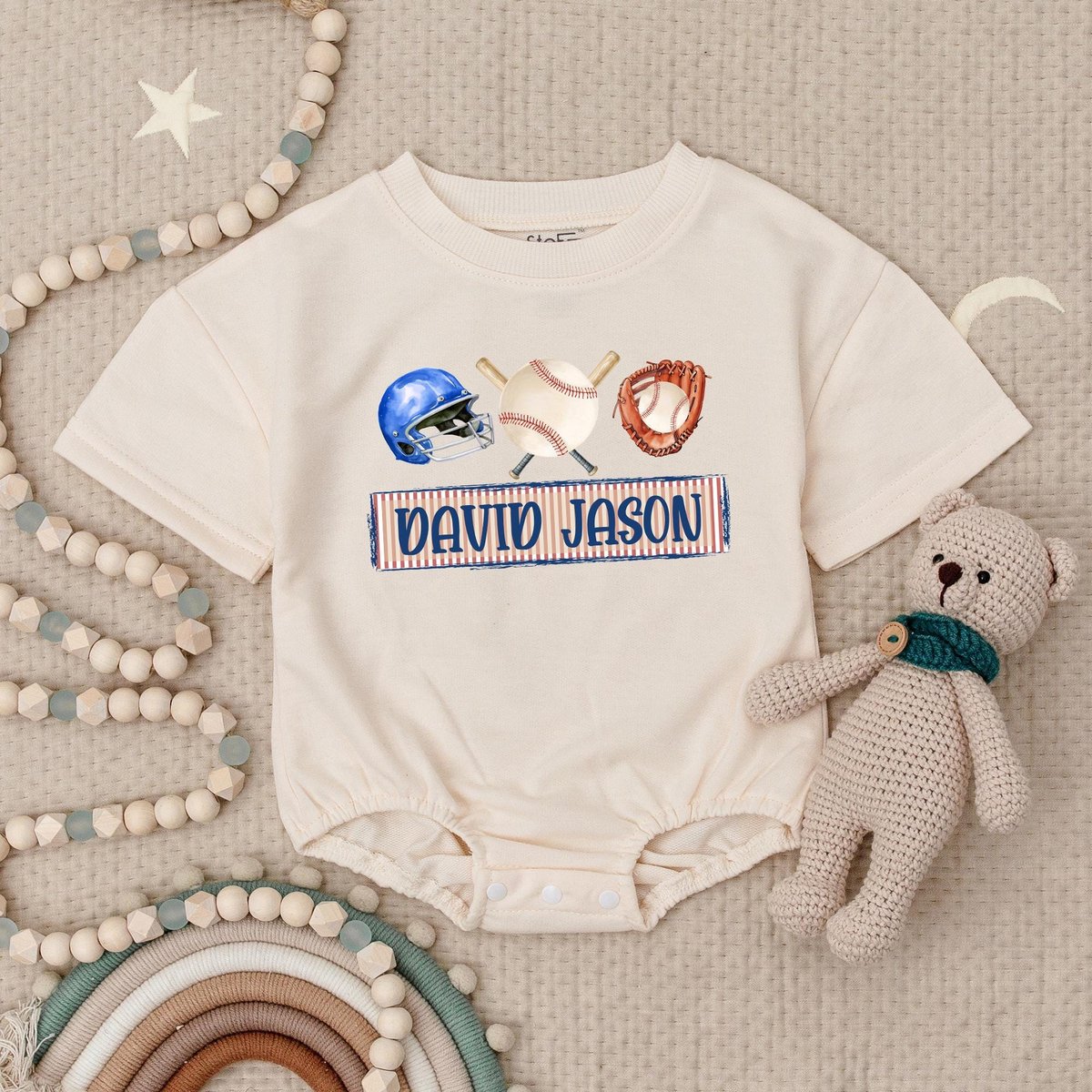 Personalized Name Baseball Baby Romper Kids Sports Bubble Romper Custom Name Toddler Shirt Baseball