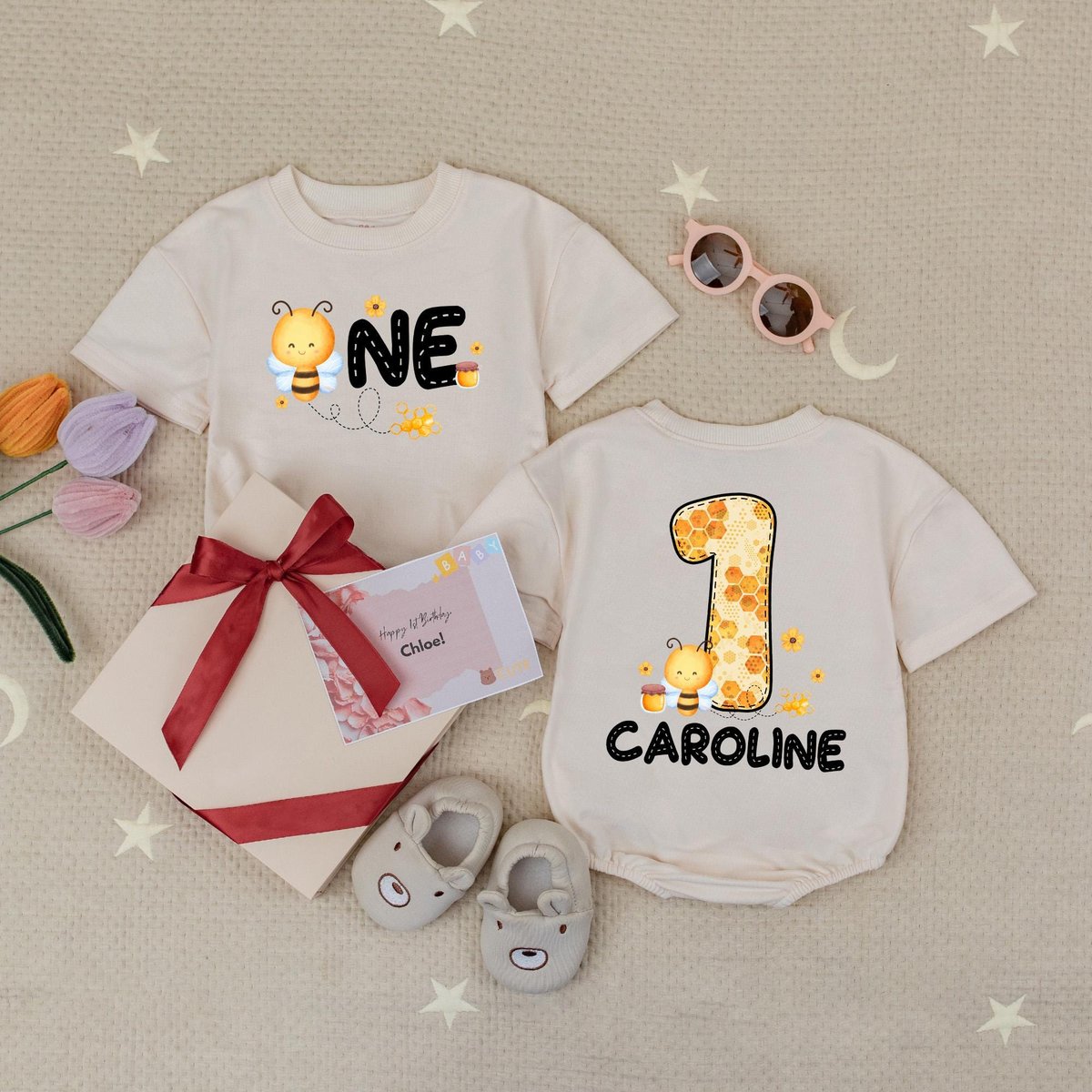 Personalized Name Bee Birthday Baby Romper First Birthday Baby Outfit Bee 1st Birthday Outfit Bee Lo