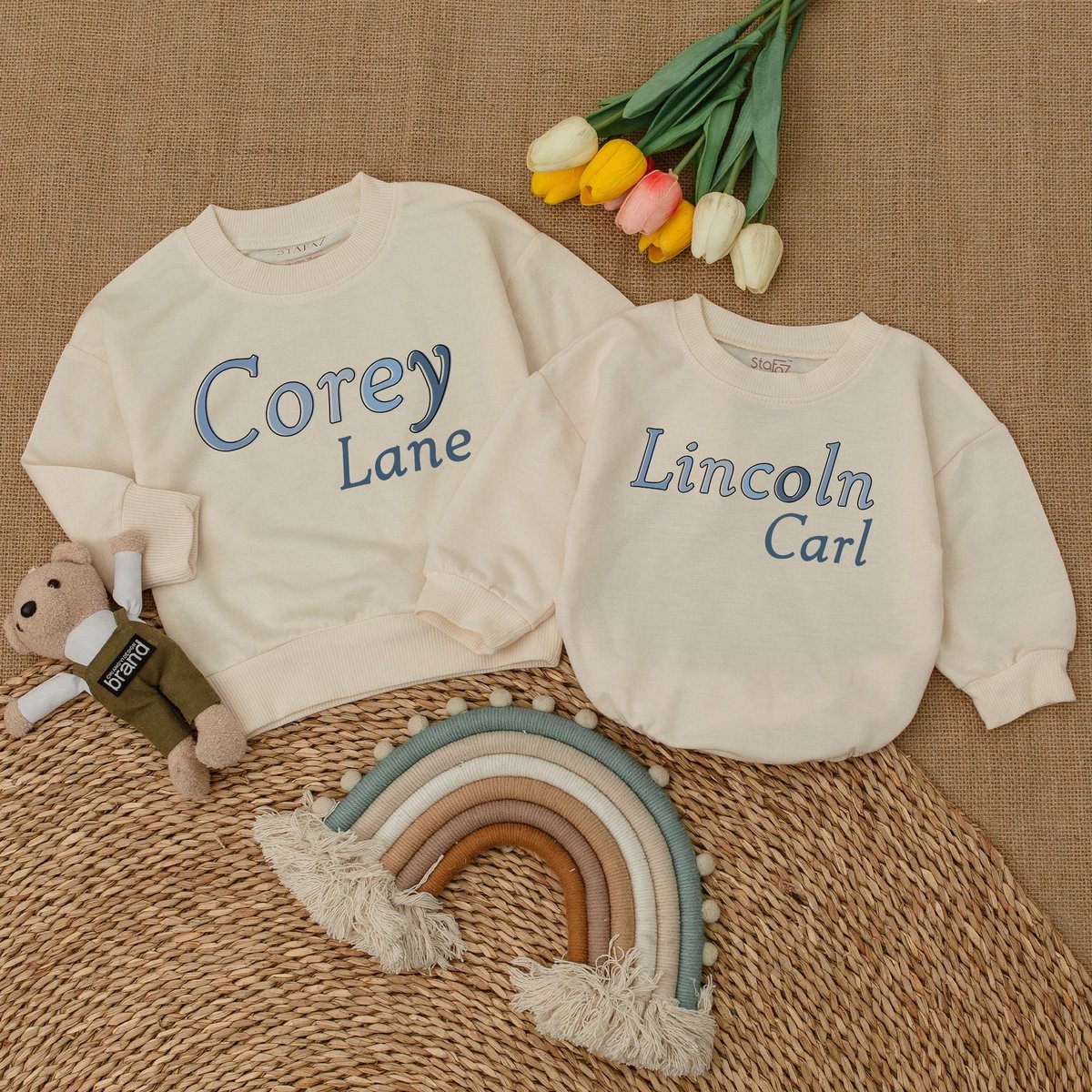 Personalized Name Boy Bubble Romper Little Brother Baby Bodysuit Big Brother Sweatshirt Matching Sib 184