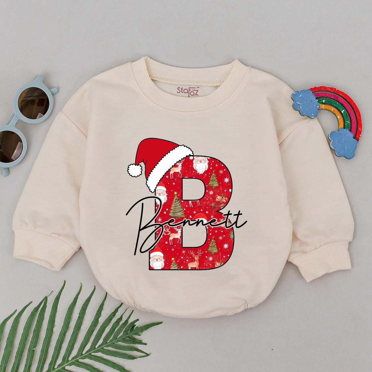 Personalized Name Christmas Baby Romper Christmas Outfits 1st Christmas Romper New Baby Gift Baby Sh