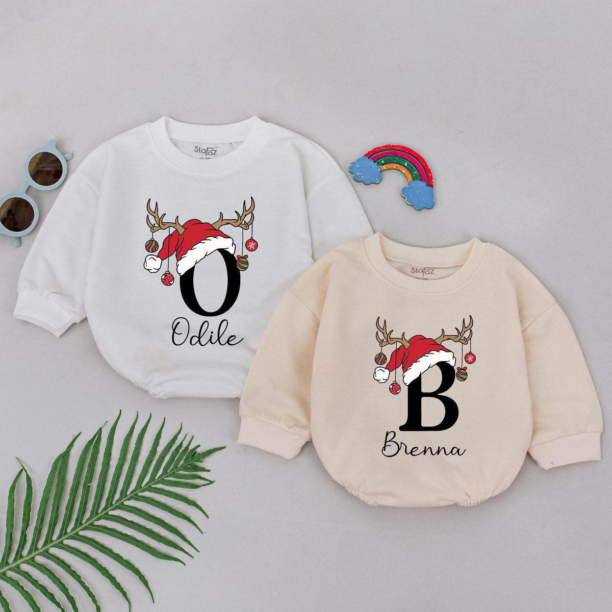 Personalized Name Christmas Romper 1st Christmas Baby Romper Baby Shower Gift Christmas Outfits Newb
