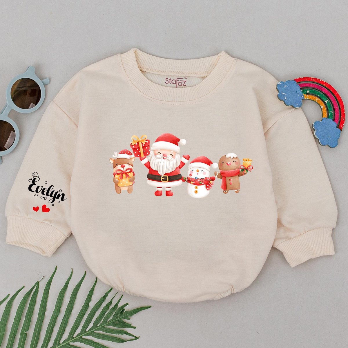 Personalized Name Christmas Romper 1st Christmas Baby Romper Baby Xmas Gift Baby Shower Gift Christm