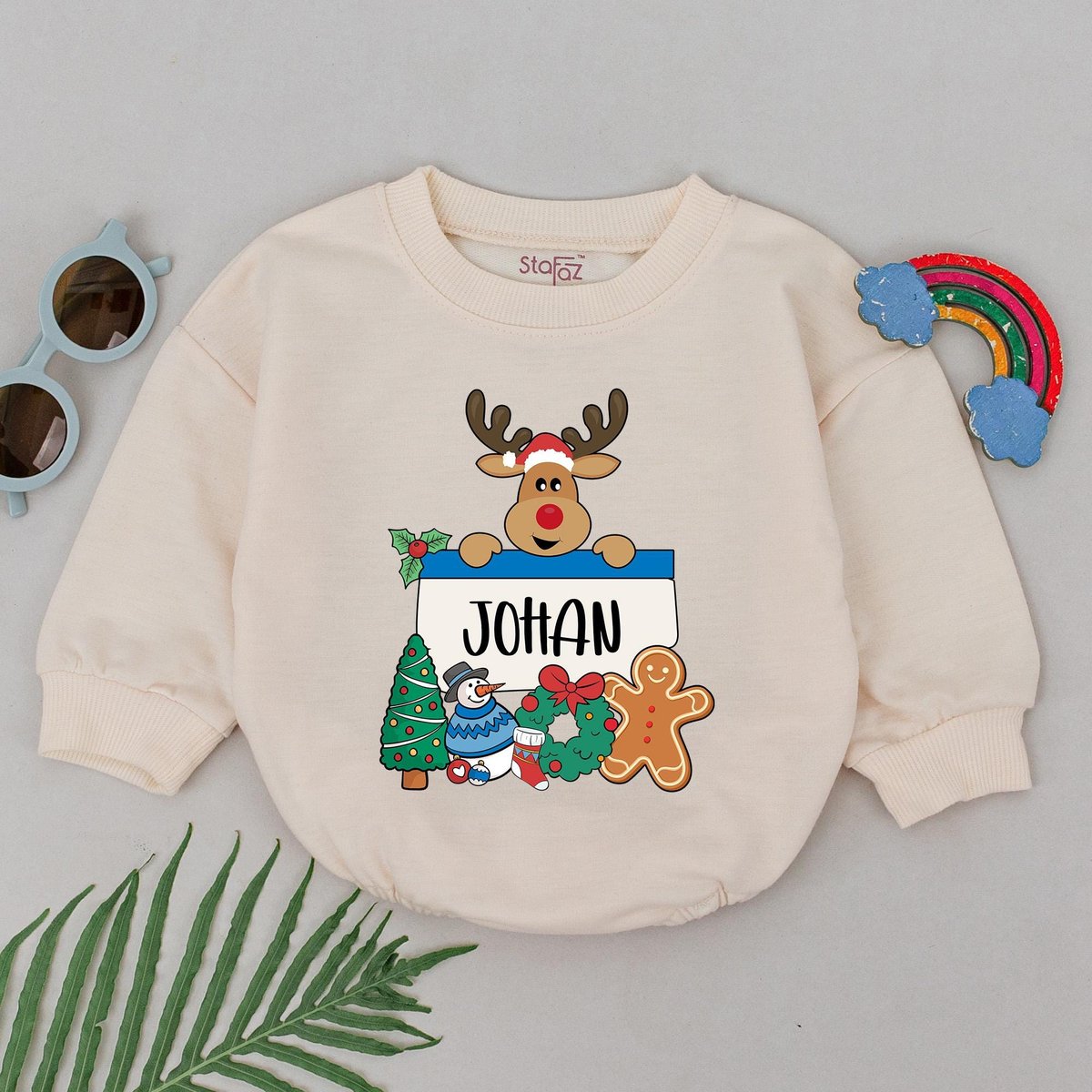 Personalized Name Christmas Romper 1st Christmas Baby Bodysuit Christmas Outfits Baby Xmas Gift Baby