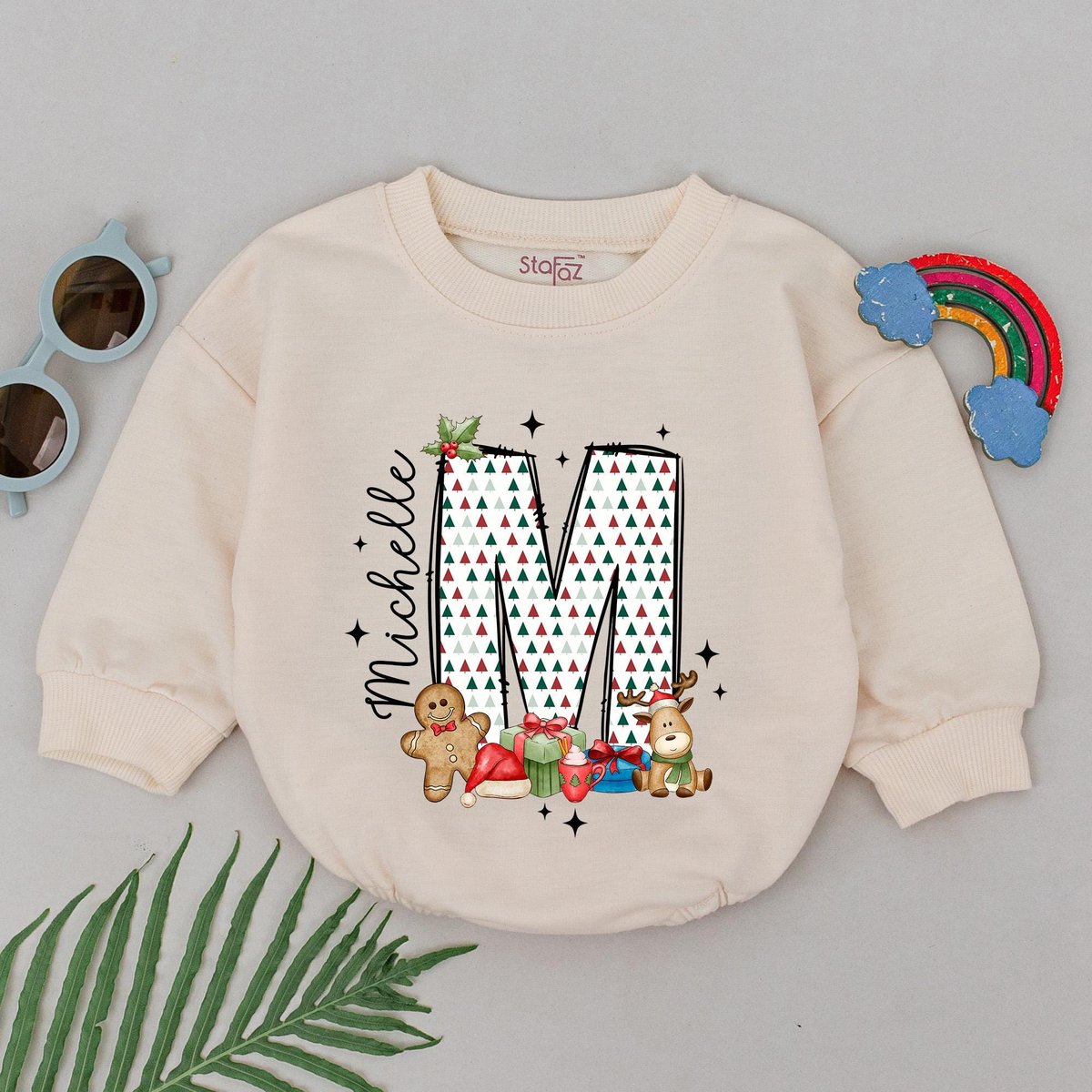 Personalized Name Christmas Romper 1st Christmas Romper Birthday Xmas Gift Baby Shower Gift Christma