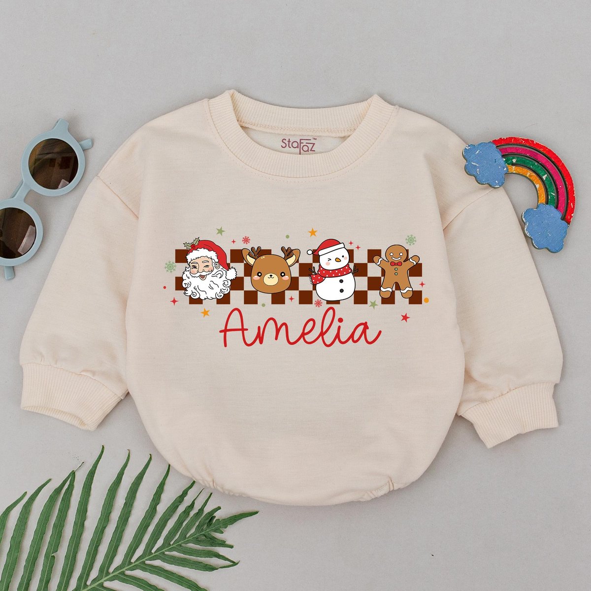 Personalized Name Christmas Romper Christmas Outfits 1st Christmas Baby Romper Baby Xmas Gift Baby S