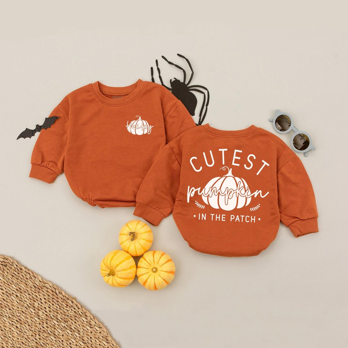 Personalized Name Cutest Pumpkin In The Patch Baby Romper Fall Baby Clothes First Thanksgiving Toddl