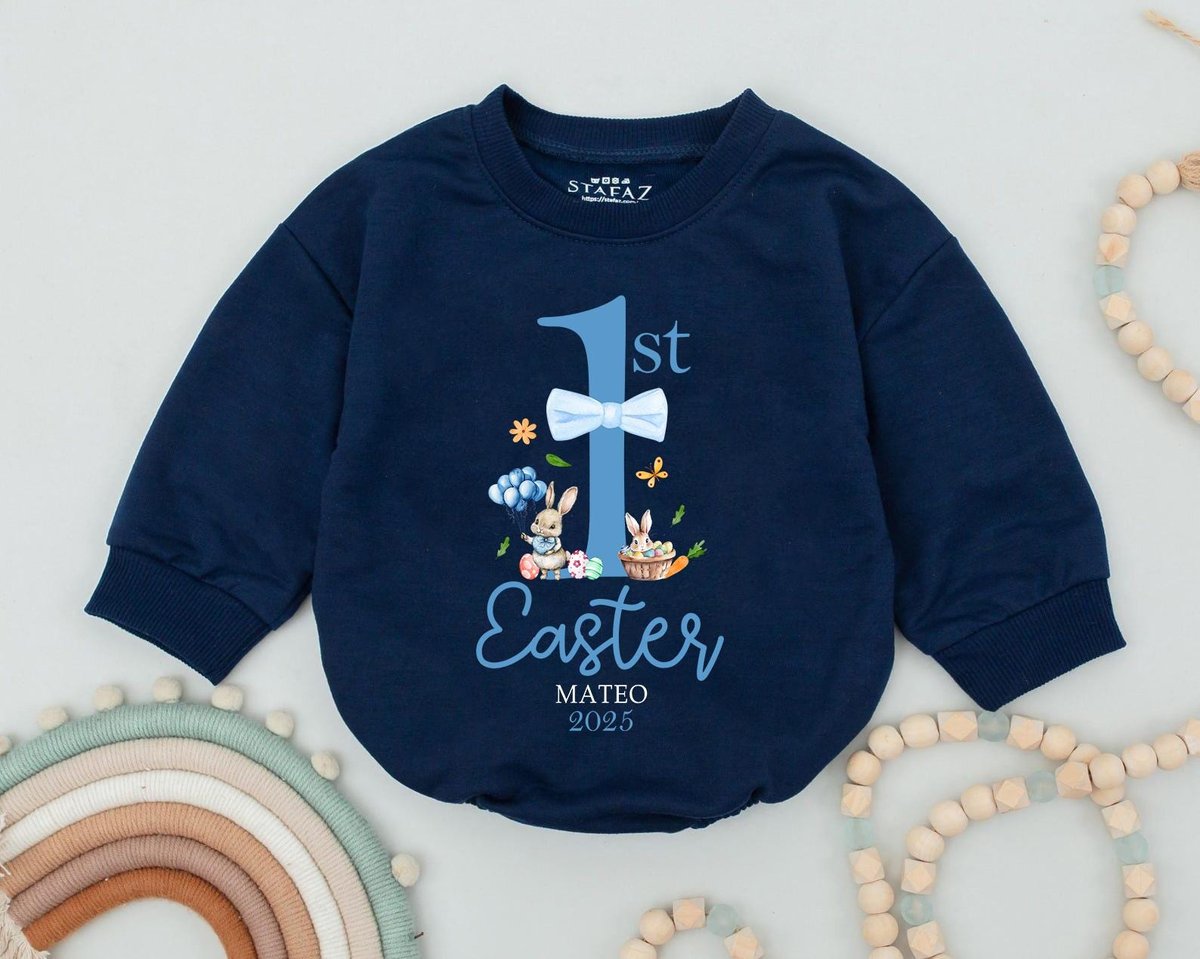 Personalized Name Easter Bodysuit For Baby Custom Easter Baby Boy Girl Outfit First Easter Baby Romp
