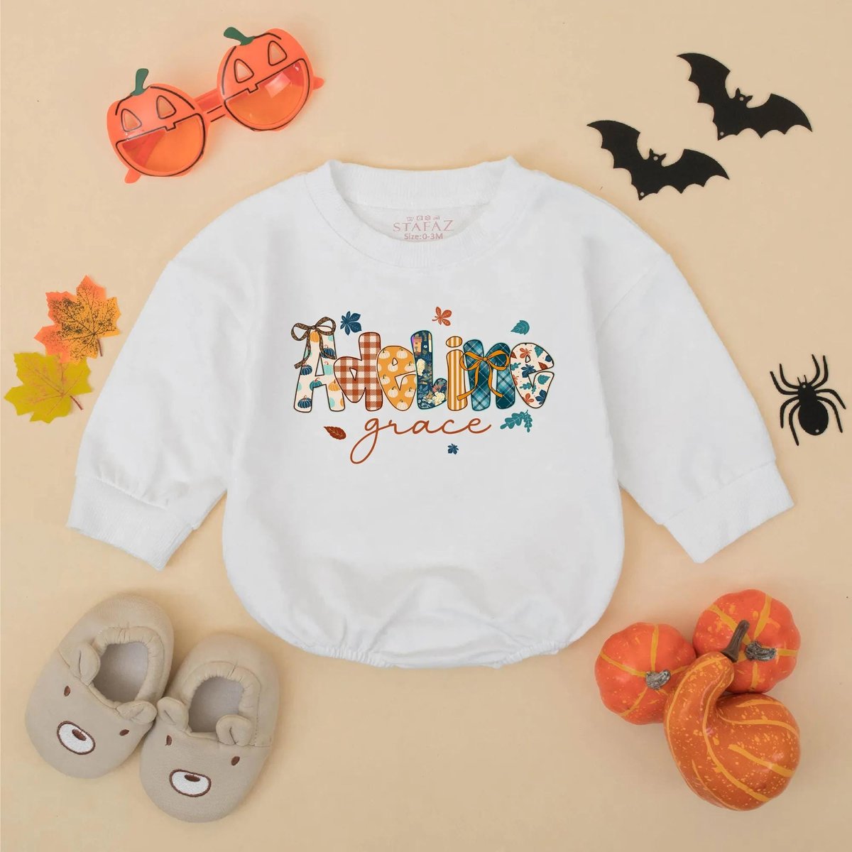 Personalized Name Fall Thanksgiving Baby Girl Romper Custom Thanksgiving Infant Bodysuit Autumn Todd 435