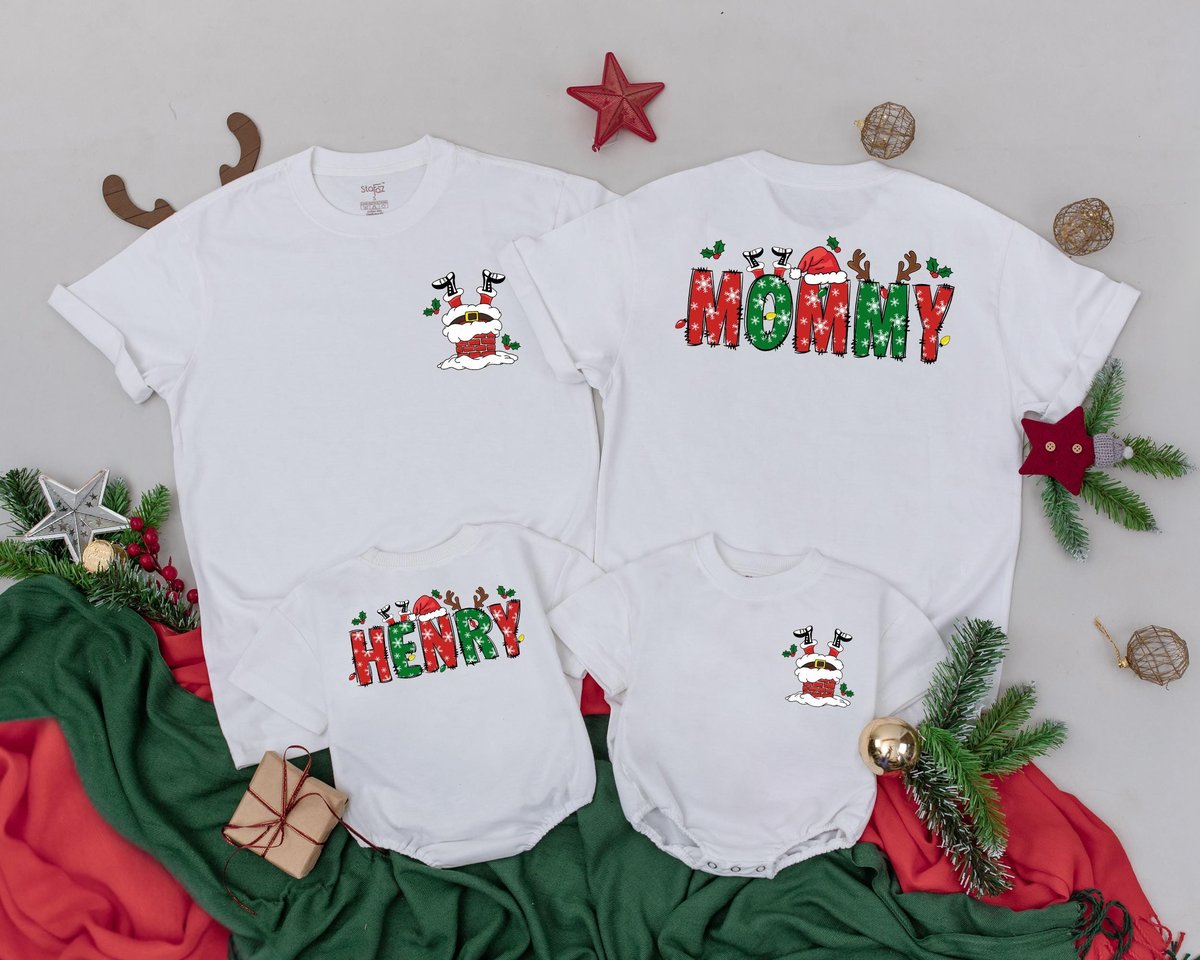 Personalized Name Family Christmas Shirts Christmas Crew Shirts Retro Christmas Mommy and Me Outfit 182