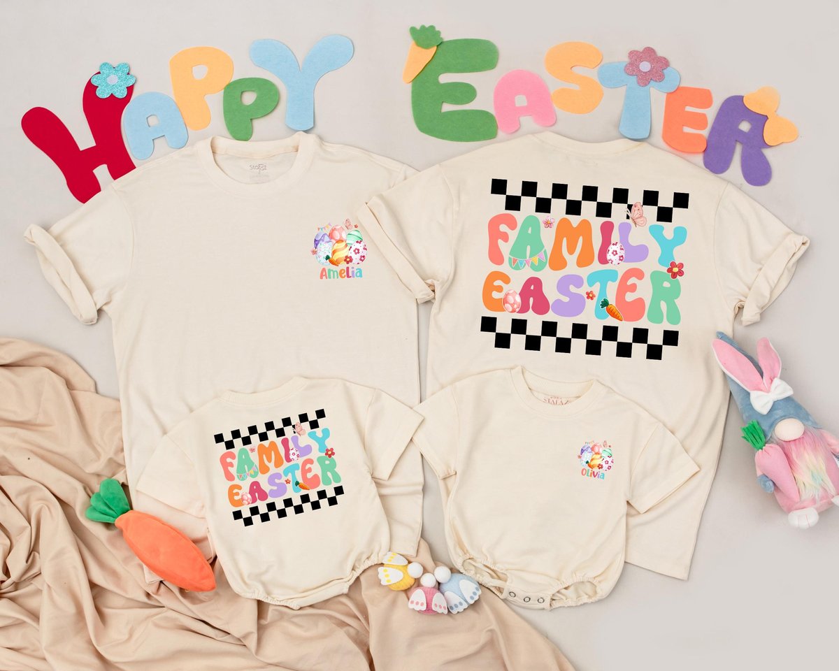 Personalized Name Family Easter Matching Shirts Easter Birthday Family Outfit Mommy and Me 1st Easte 186