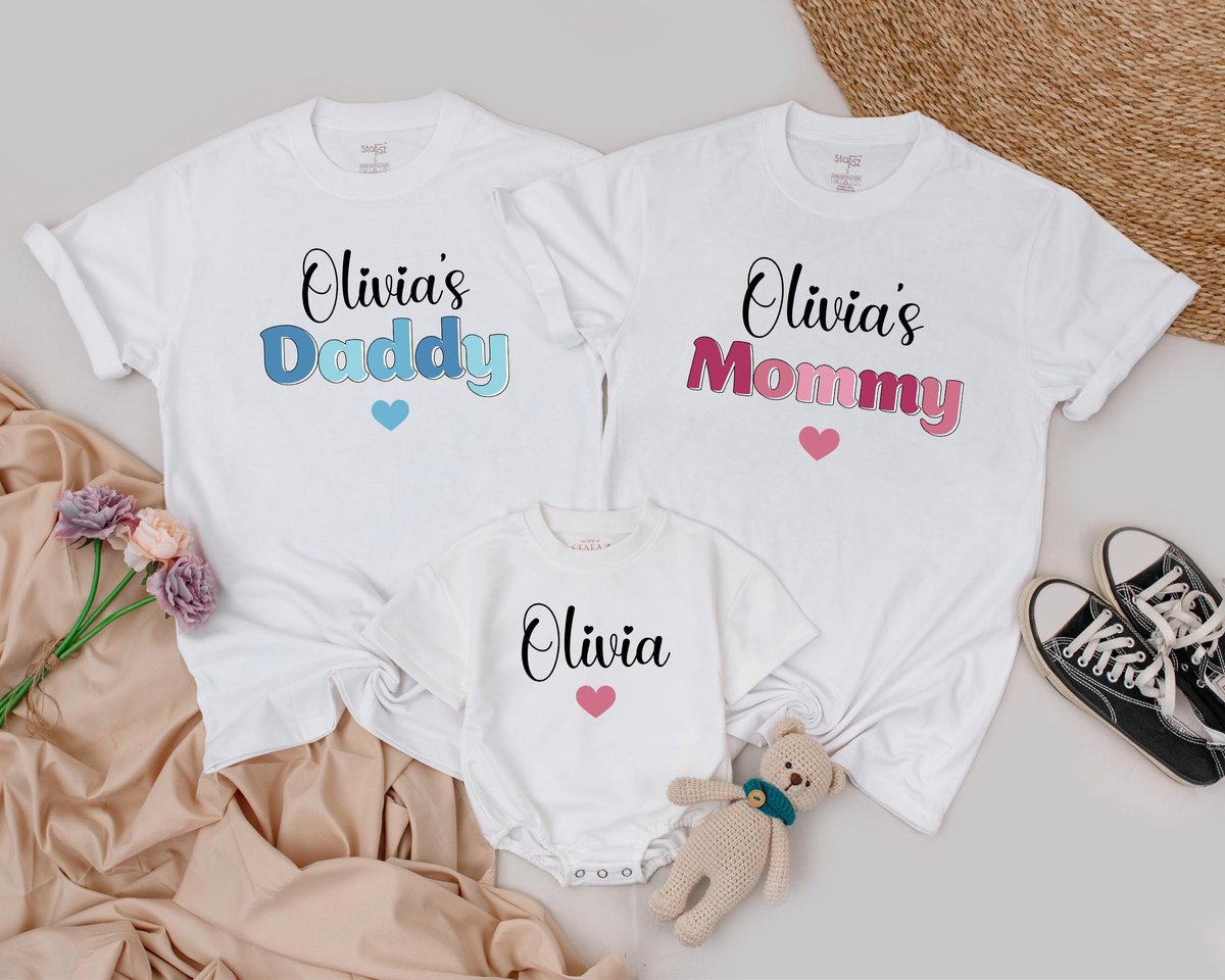Personalized Name Family Shirts Mom Dad Baby Matching outfits First birthday Family Shirts Newborn B 184