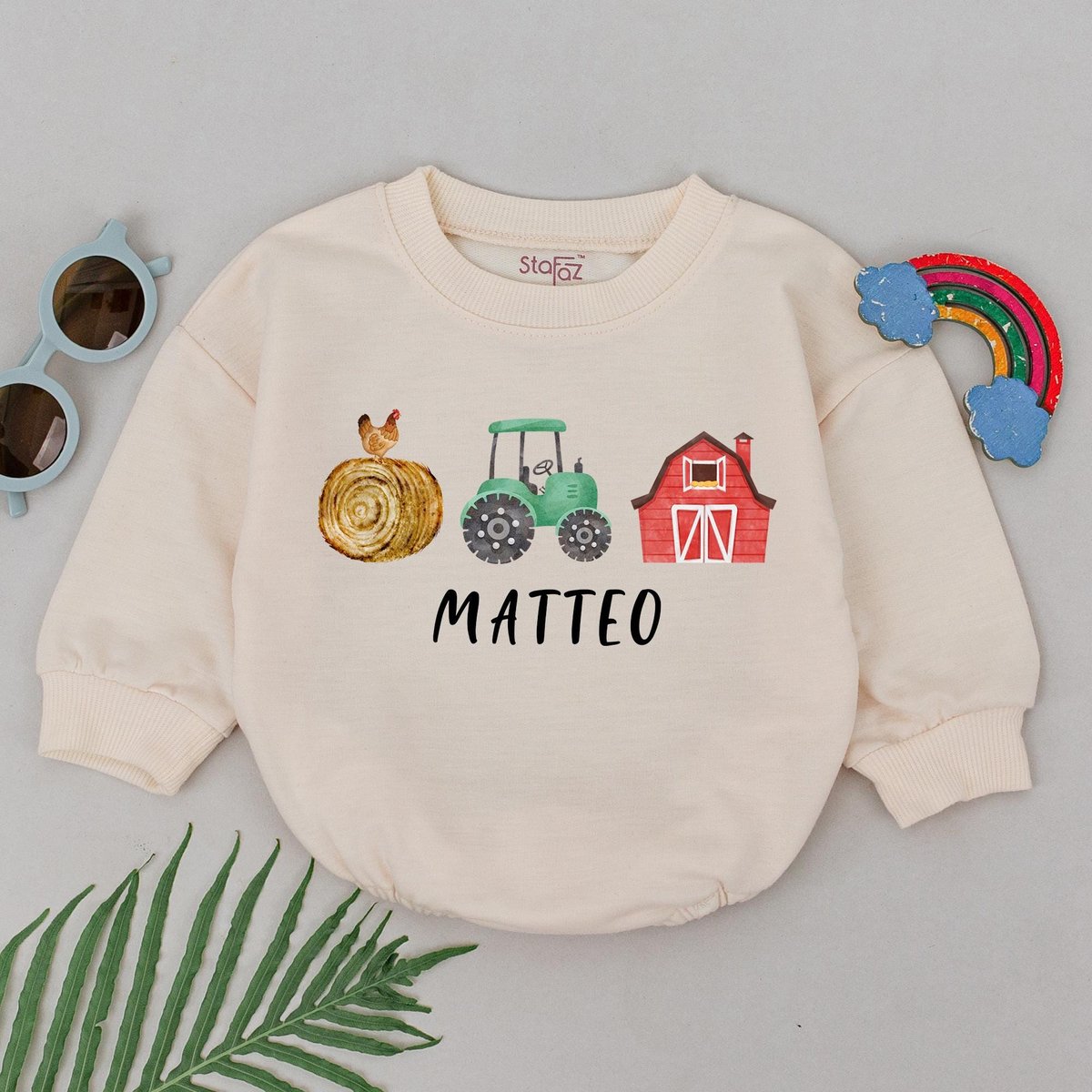 Personalized Name Farm Baby Romper First Farm Birthday Romper Retro Western Cowboy Cowgirl Outfit Ba