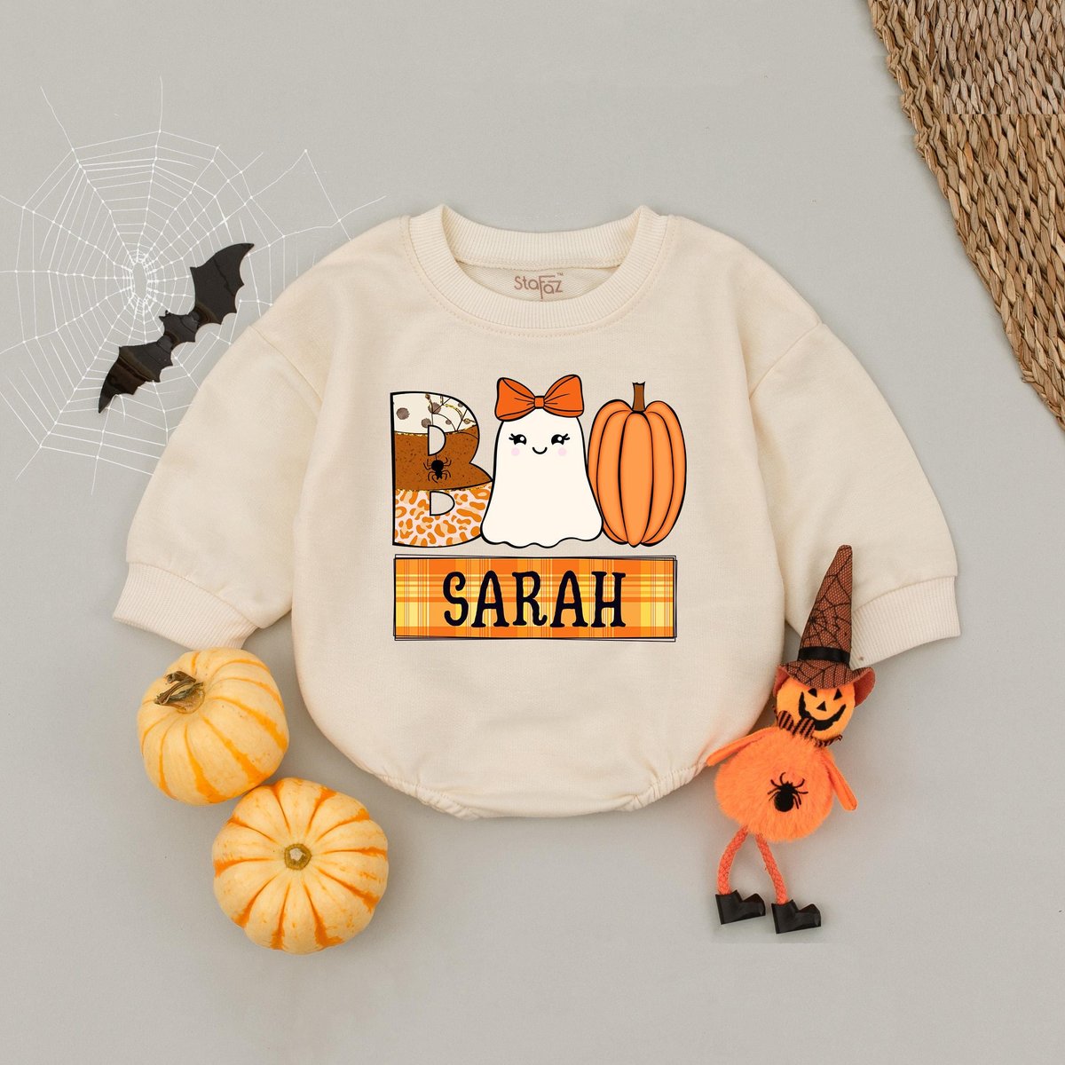 Personalized Name Ghost Halloween Kids Bubble Romper Halloween Ghost Babysuit Girl Boy Ghost Tee Ret