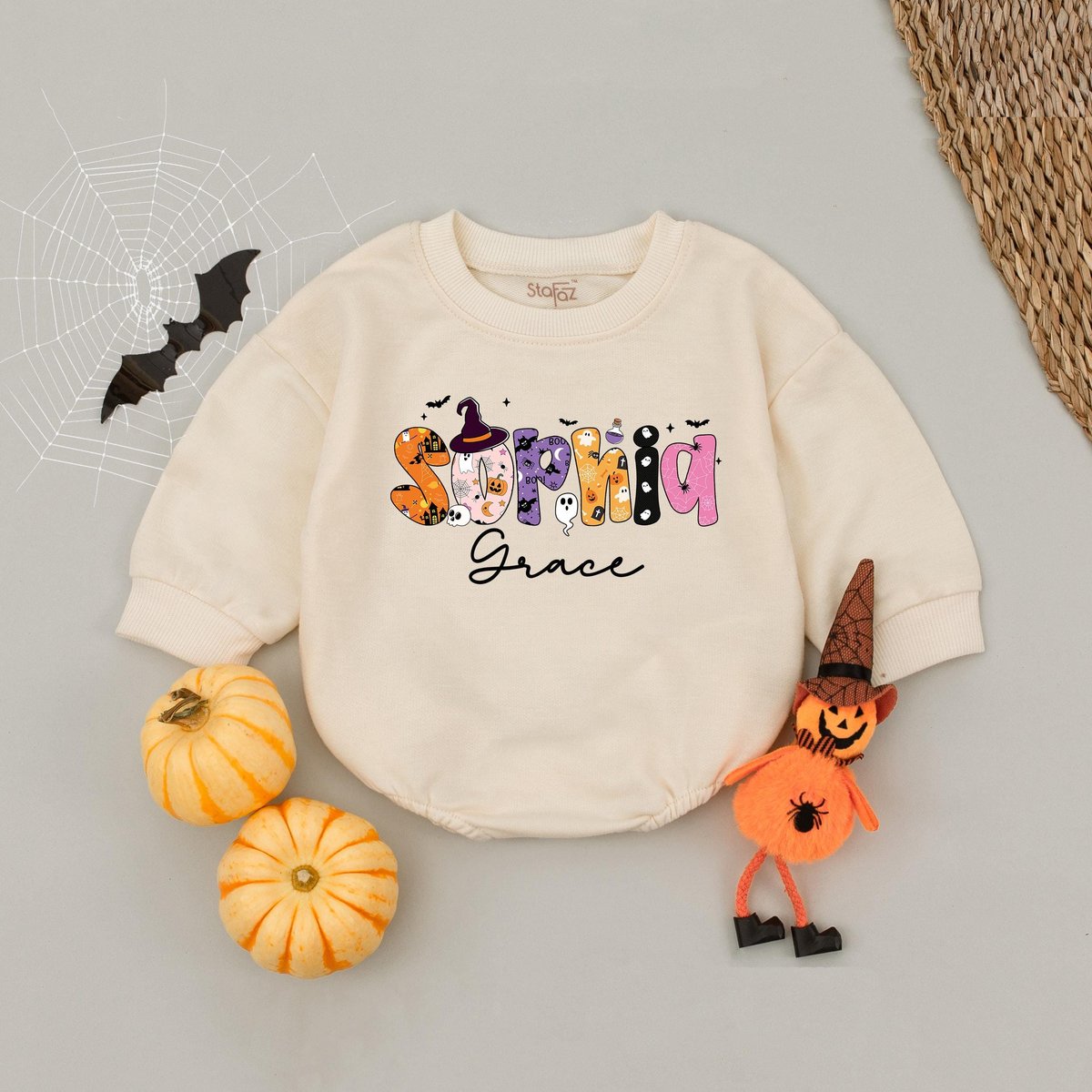 Personalized Name Halloween Baby Romper First Halloween Baby Bodysuit Fall Autumn Baby Tee Custom Ki