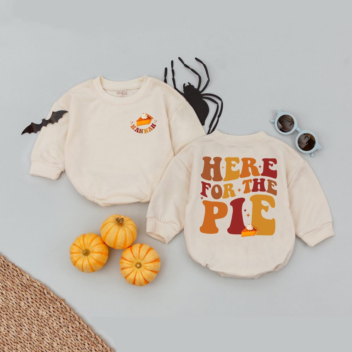 Personalized Name Here For The Pie Baby Romper Thanksgiving Tee Autumn Vibes Apparel Hello Fall Y'a