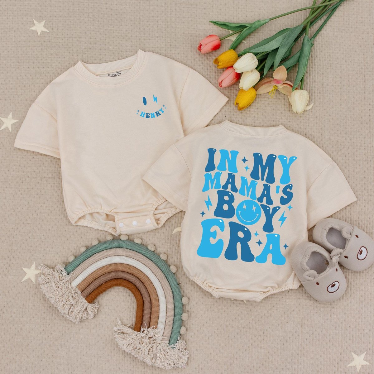 Personalized Name In My Mama's Boy Era Baby Romper Custom Baby Boy Birthday Bodysuit Boy Mama Babys