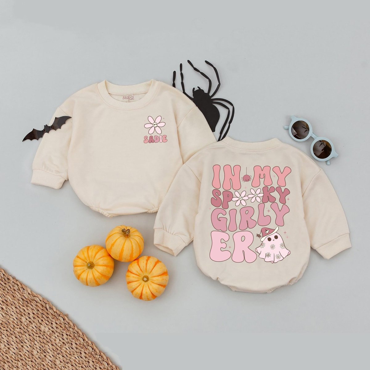 Personalized Name In My Spooky Girly Era Baby Romper Ghost Name Babysuit Halloween Shirt With Name S