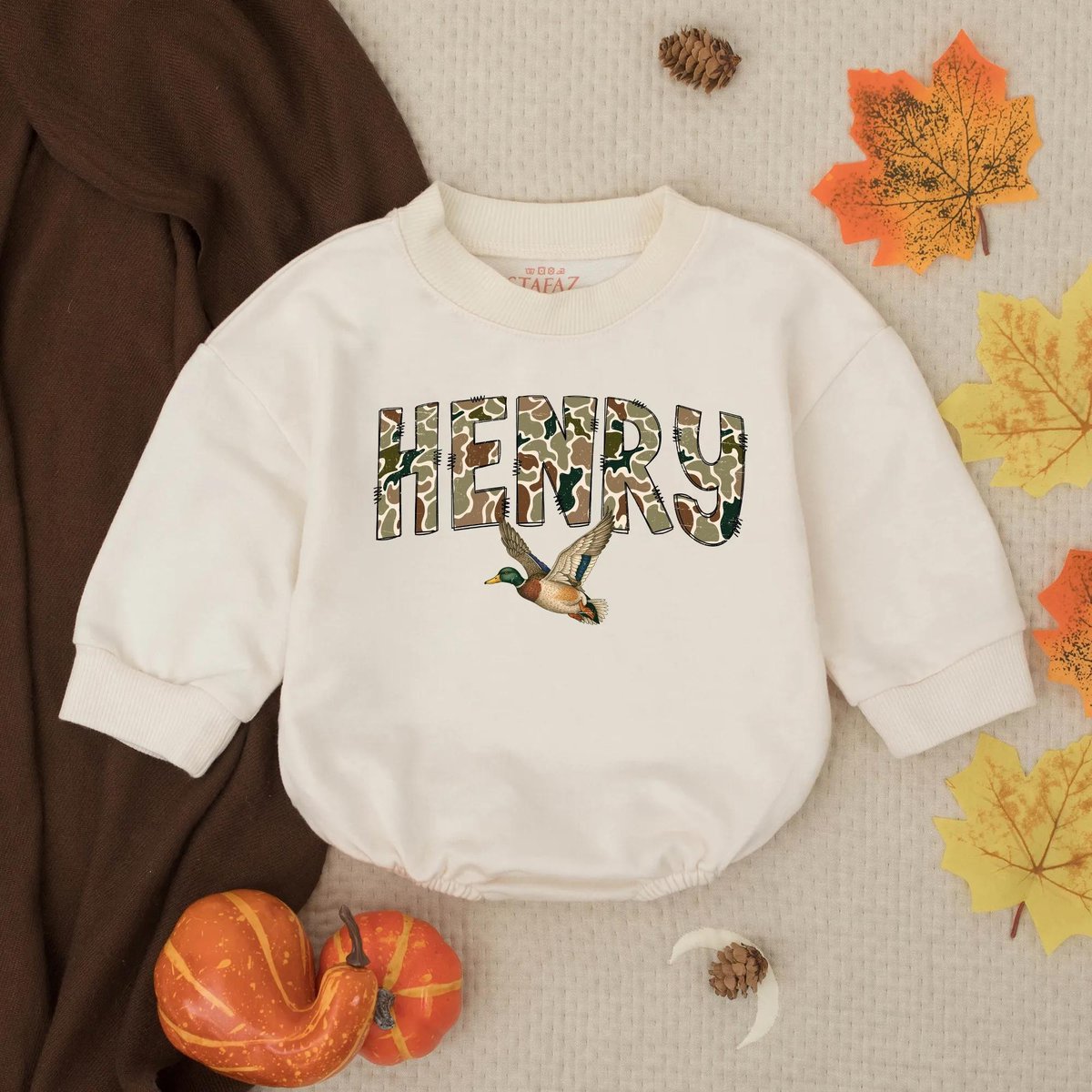 Personalized Name Mallard Duck Baby Bubble Romper Boy Names Duck Season Hunting buddy Outfits Boy Ma
