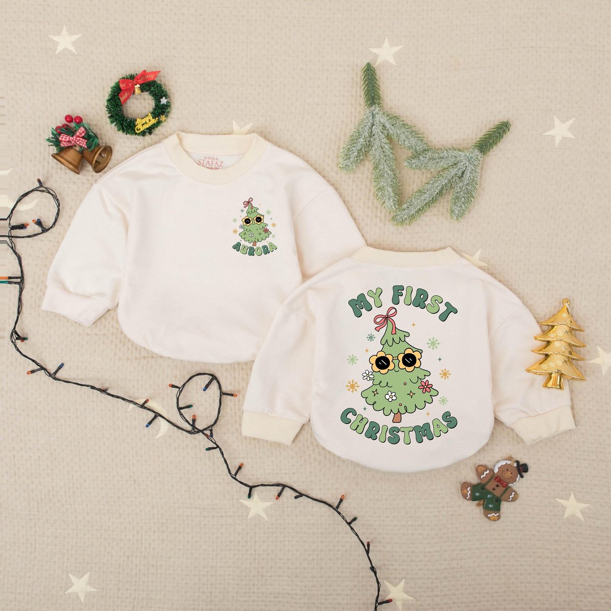 Personalized Name My First Christmas Baby Romper Sweatshirt Snowman Christmas Babysuit Cute Christma