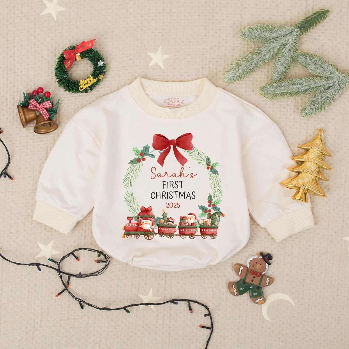 Personalized Name My First Christmas Bubble Romper Newborn Christmas Gift Xmas Baby Shower Custom In