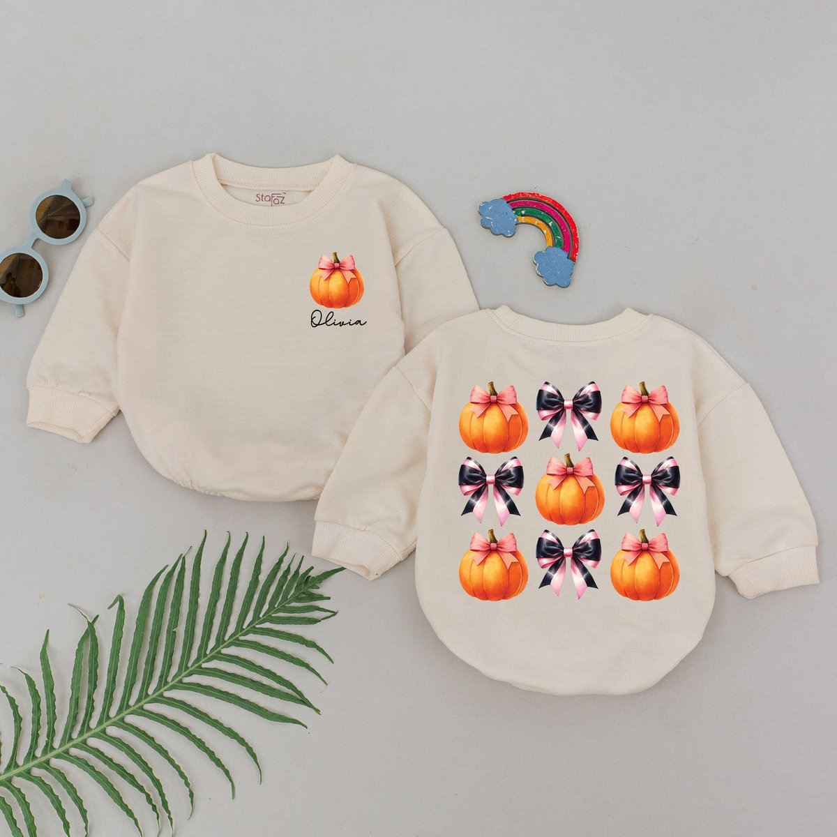 Personalized Name Pumpkin Romper Pumpkin in the Patch Fall Thanksgiving Outfits Halloween Baby Cloth