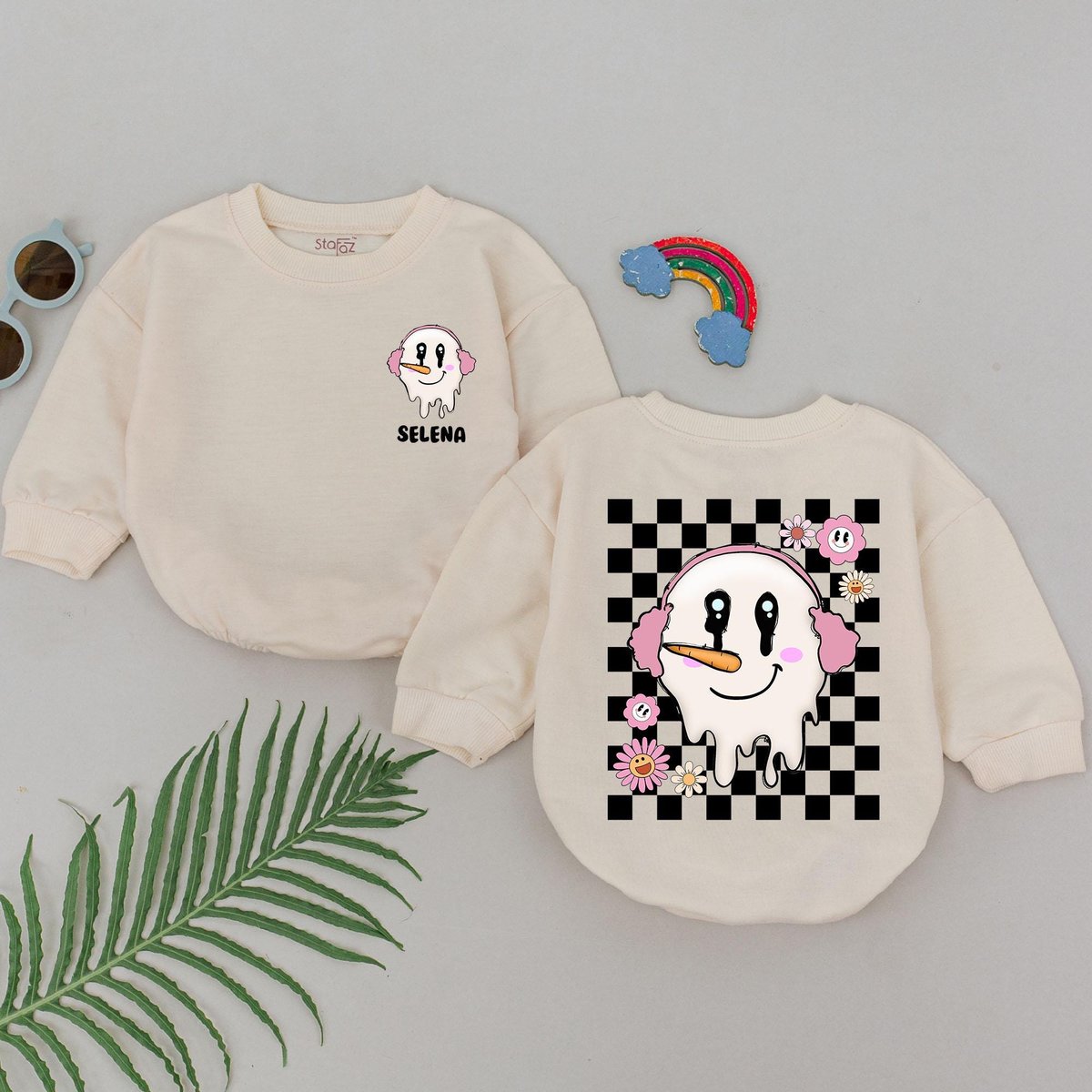 Personalized Name Snowman Christmas Romper 1st Christmas Romper Baby Shower Gift Christmas Outfit Ne