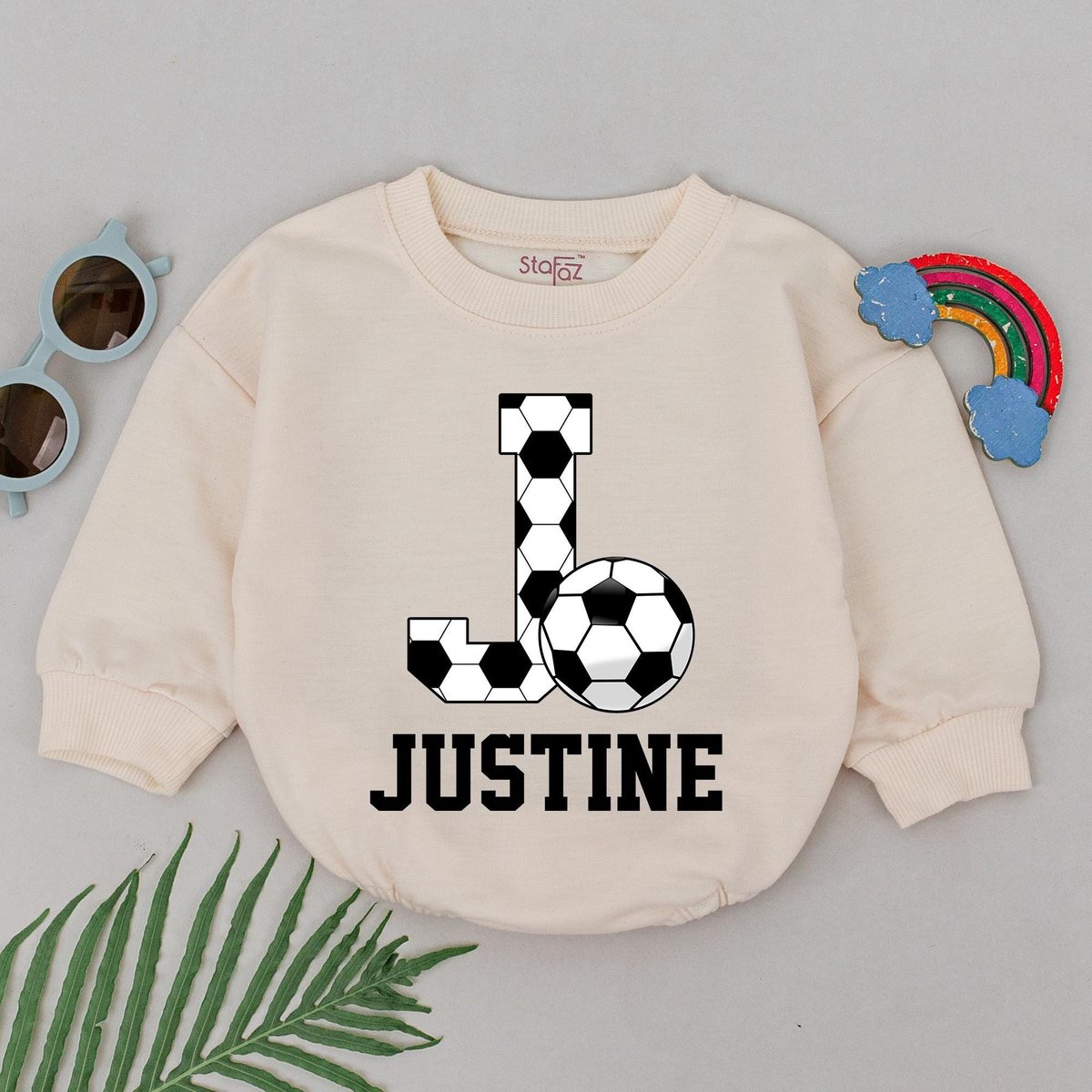 Personalized Name Soccer Romper Game Day Soccer Baby Outfits Father's Day Outfit Baby Boy Soccer Ou