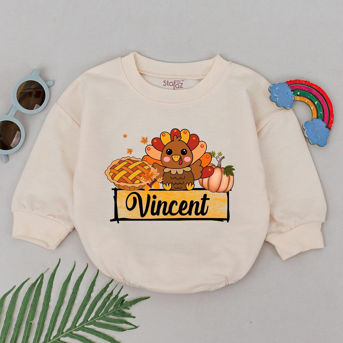 Personalized Name Thanksgiving Romper Pumpkin Baby Romper 1st Birthday Thanksgiving Outfit First Tha